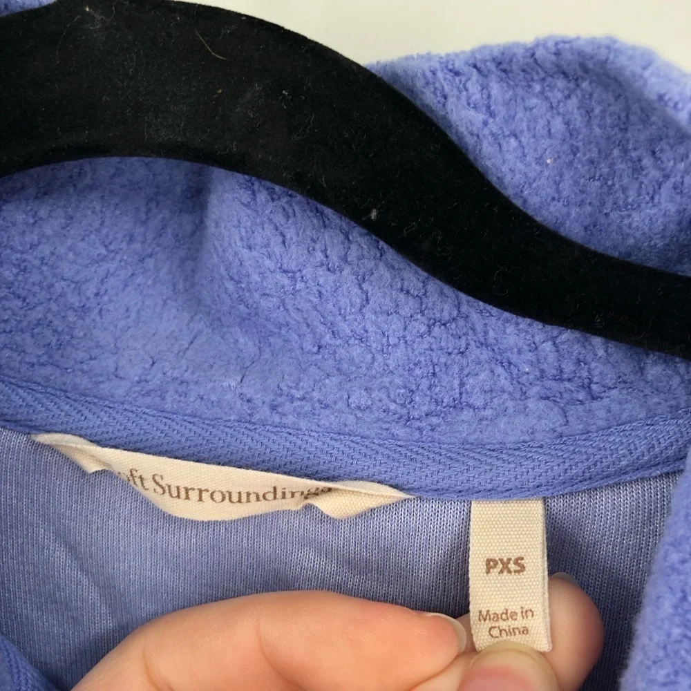 SOFT SURROUNDINGS Pullover Sweater 1/4 Button Periwinkle PXS Petite Women Soft